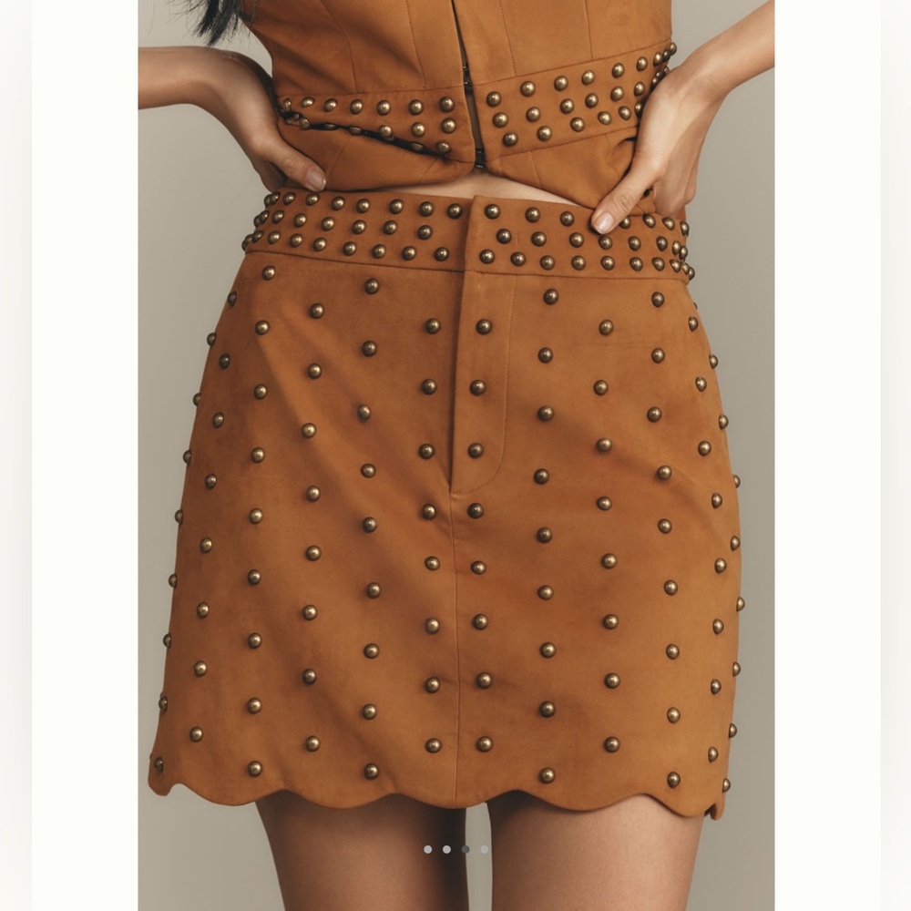 Anthropologie Mare Mare Faux-Suede Rivet Trim Mini Skirt SMALL NEW